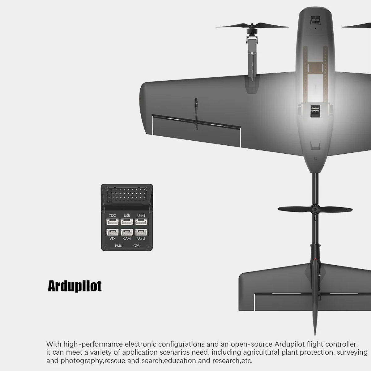 HEEWING Cruza T2 VTOL 2.4G EPP Fixed-Wing RC Aircraft with FPV Camera Mount and Flight Controller - stirlingkit