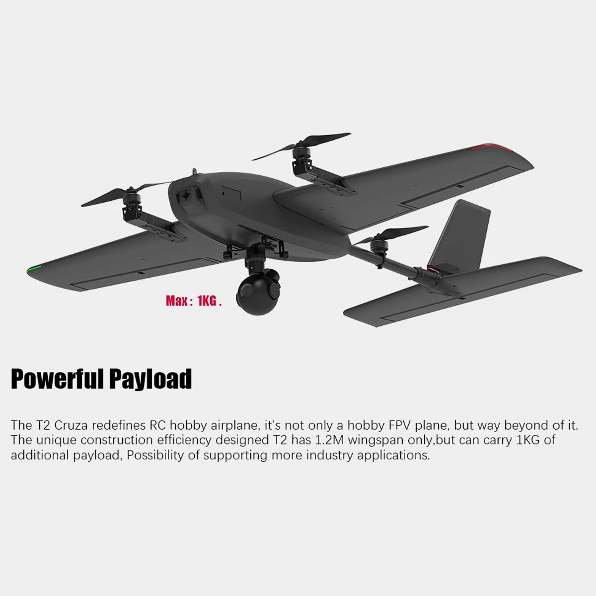 HEEWING Cruza T2 VTOL 2.4G EPP Fixed-Wing RC Aircraft with FPV Camera Mount and Flight Controller - stirlingkit