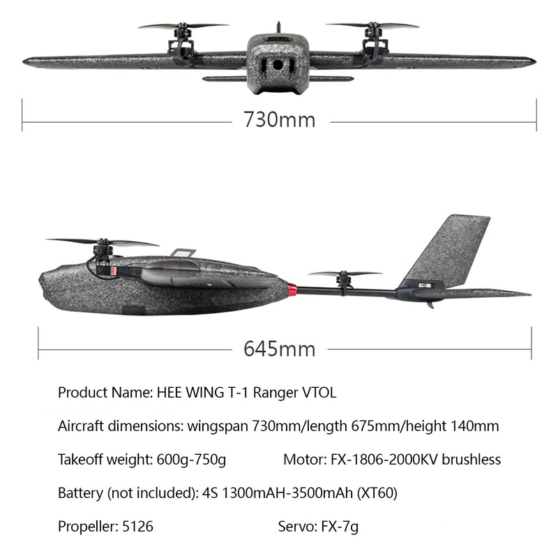 HEEWING Ranger T1 VTOL RC Fixed-Wing Aircraft  – FPV Ready, EPP Wings, Flight Controller Included