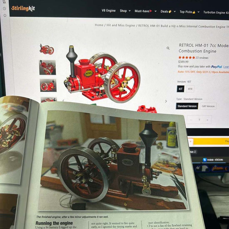 RETROL HM-01 Hit and Miss Engine Full Set with Stationary Engine Cart