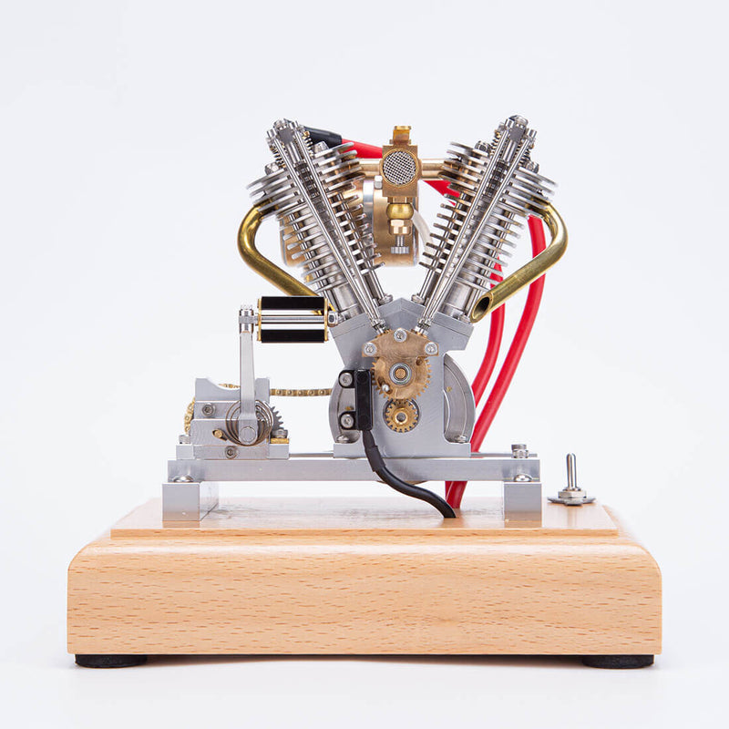 Hoglet V-Twin Engine Four-Stroke Gas Miniature Motorcycle Engine with Pedal Start H08 - stirlingkit