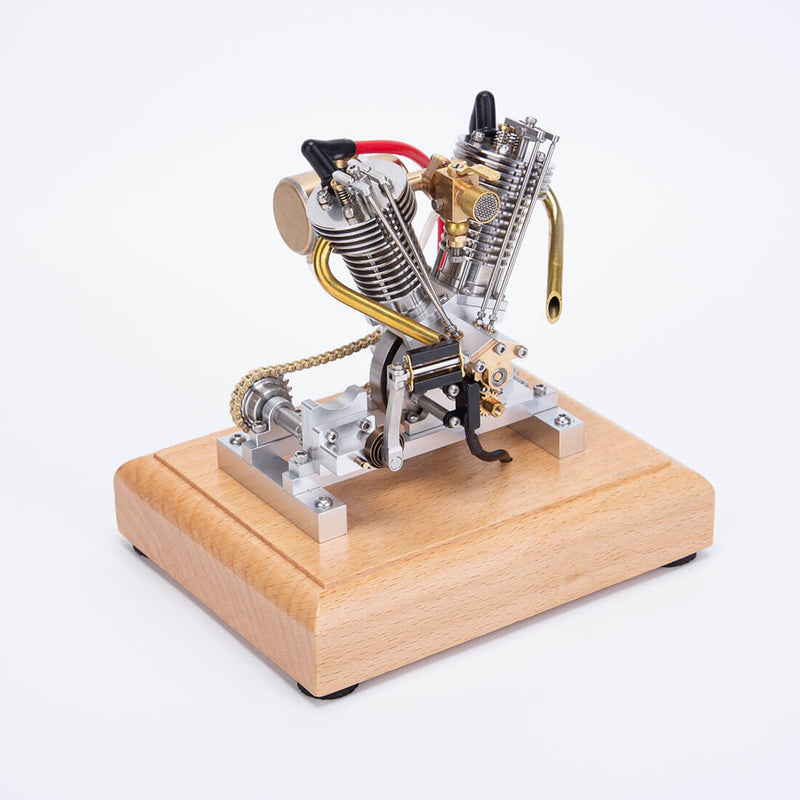 Hoglet V-Twin Engine Four-Stroke Gas Miniature Motorcycle Engine with Pedal Start H08 - stirlingkit