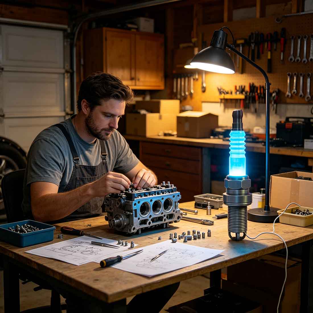 Ignite Your Desk | Epic 45cm Spark Plug RGB Lamp - stirlingkit