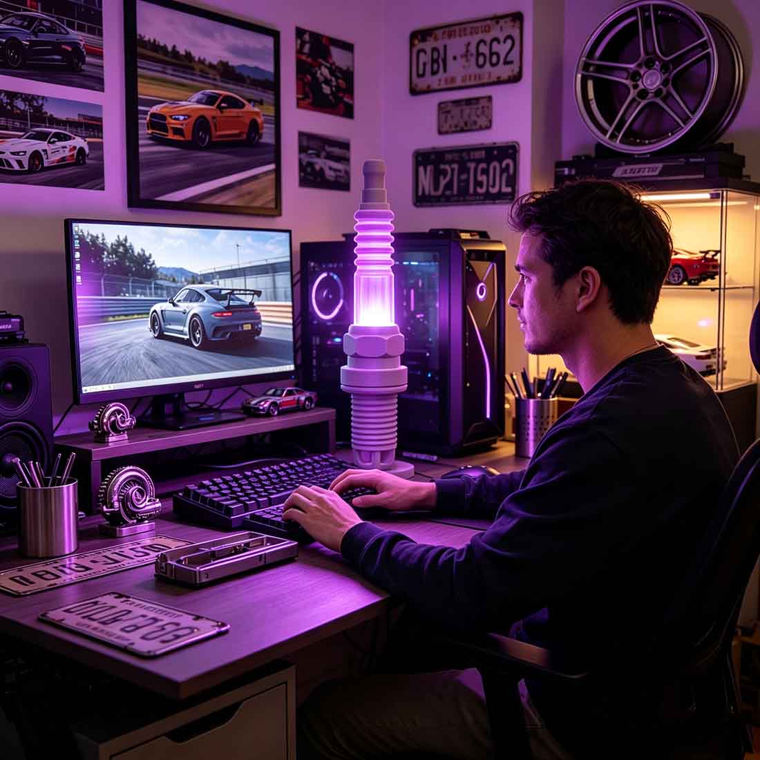 Ignite Your Desk | Epic 45cm Spark Plug RGB Lamp - stirlingkit
