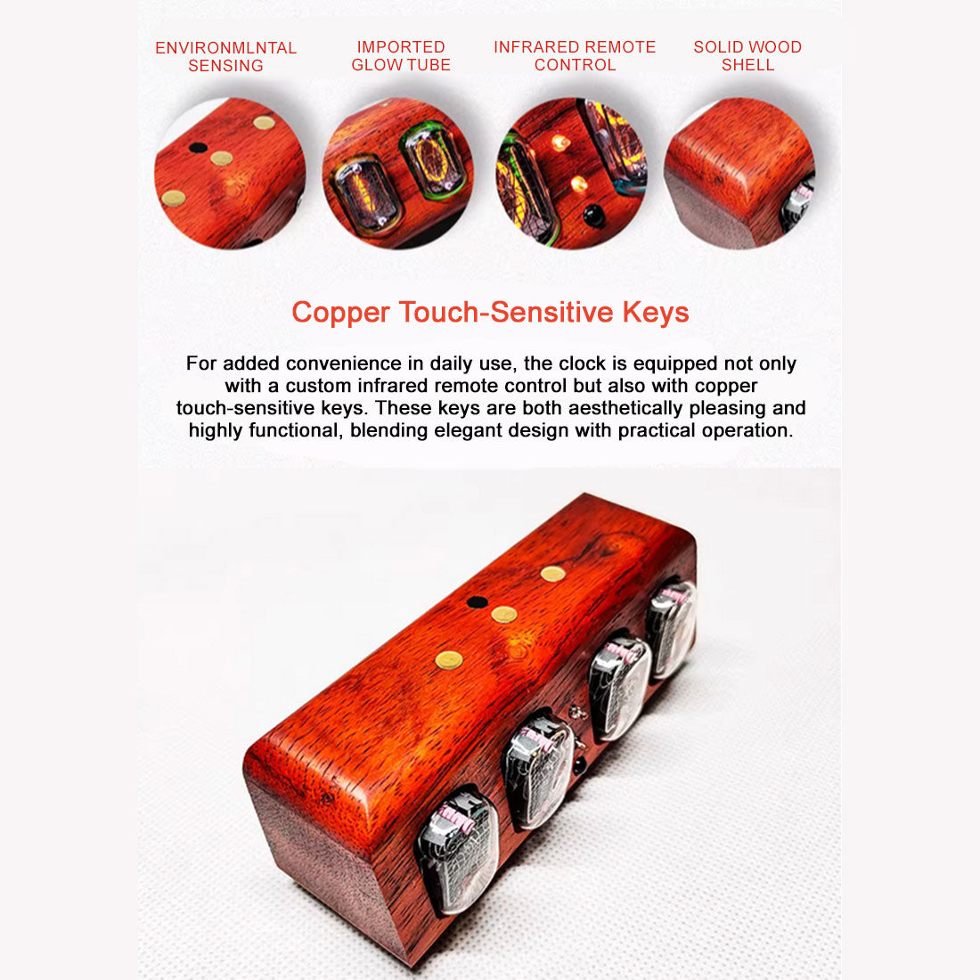 IN12 Nixie Tube Clock Minimalist Bluetooth Alarm Clock - stirlingkit