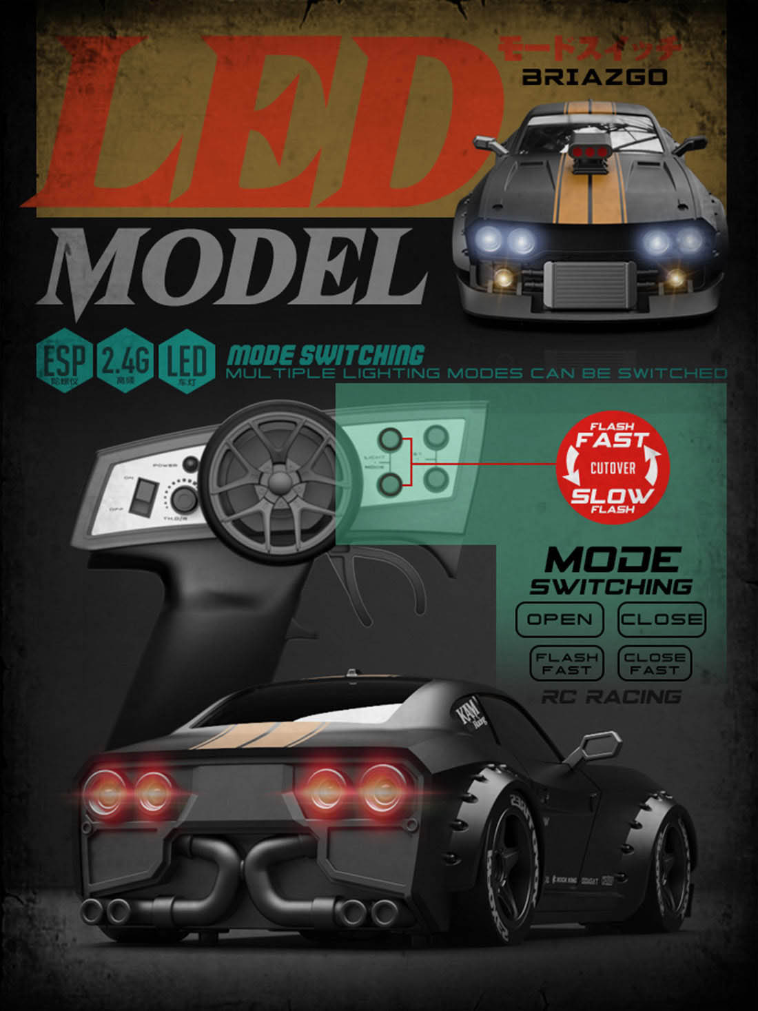 KAMTOM Mini RC Drift Car with Supercharger 1/32 RTR - stirlingkit