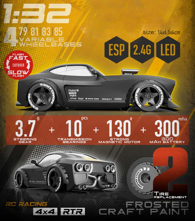 KAMTOM Mini RC Drift Car with Supercharger 1/32 RTR - stirlingkit