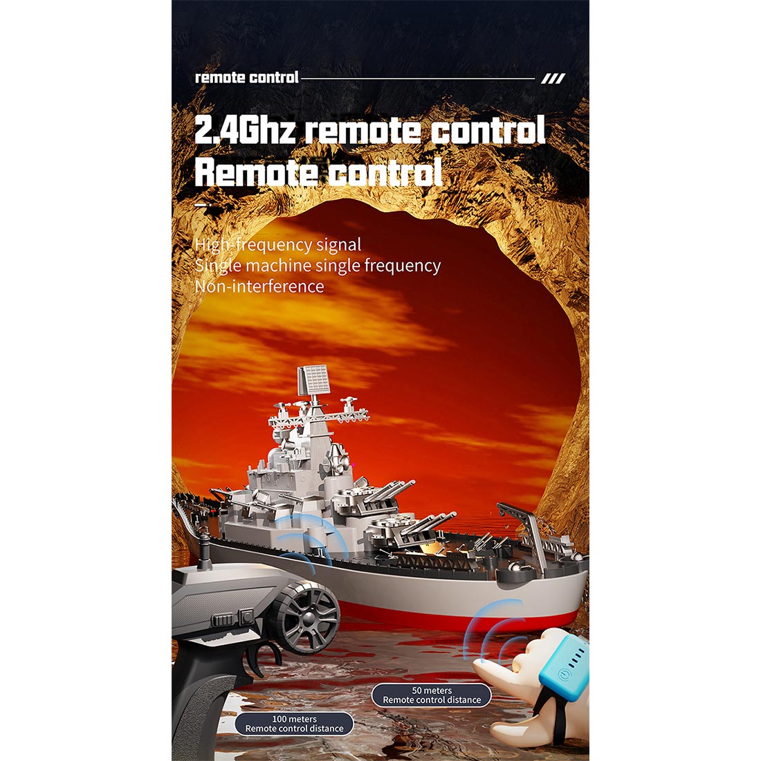 LHD-881 RC Boat 1/390 2.4G RC Electric High-Frequency Twin-Engine Battleship Model - stirlingkit