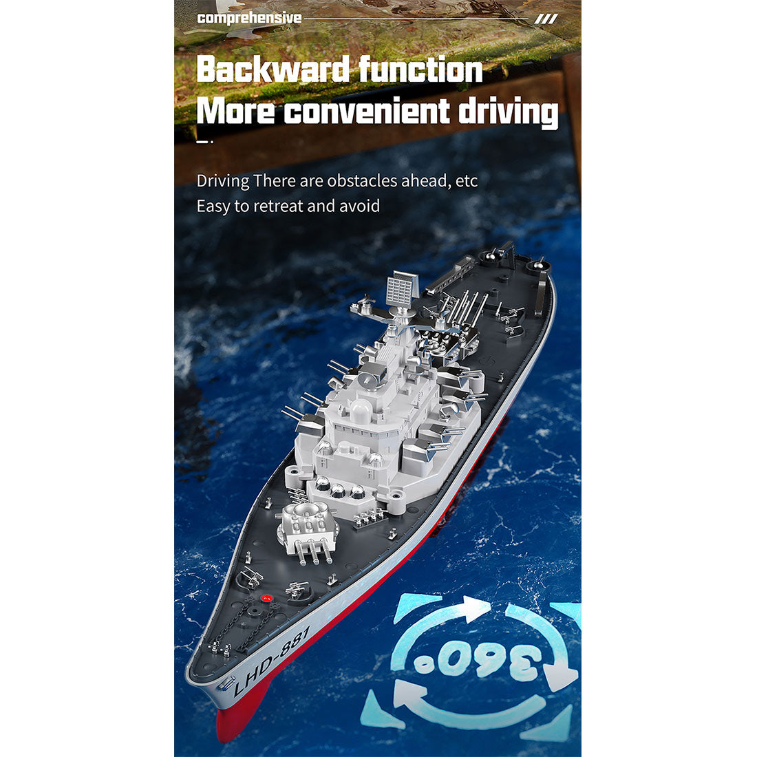 LHD-881 RC Boat 1/390 2.4G RC Electric High-Frequency Twin-Engine Battleship Model - stirlingkit