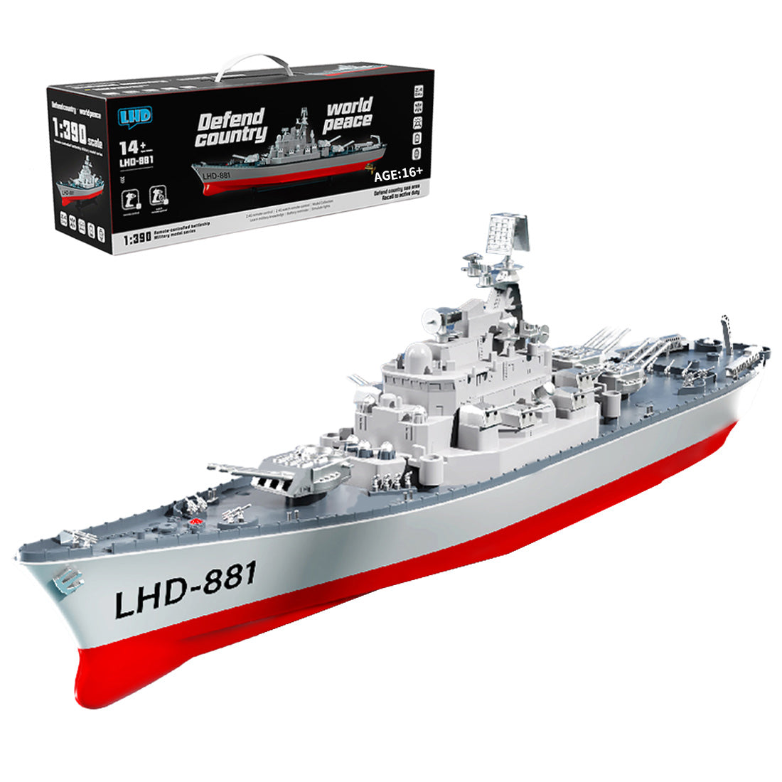 LHD-881 RC Boat 1/390 2.4G RC Electric High-Frequency Twin-Engine Battleship Model - stirlingkit