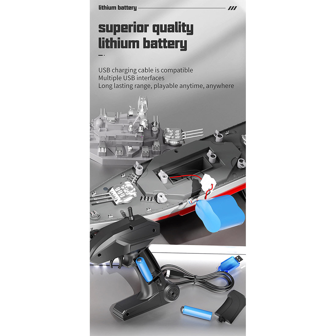 LHD-881 RC Boat 1/390 2.4G RC Electric High-Frequency Twin-Engine Battleship Model - stirlingkit