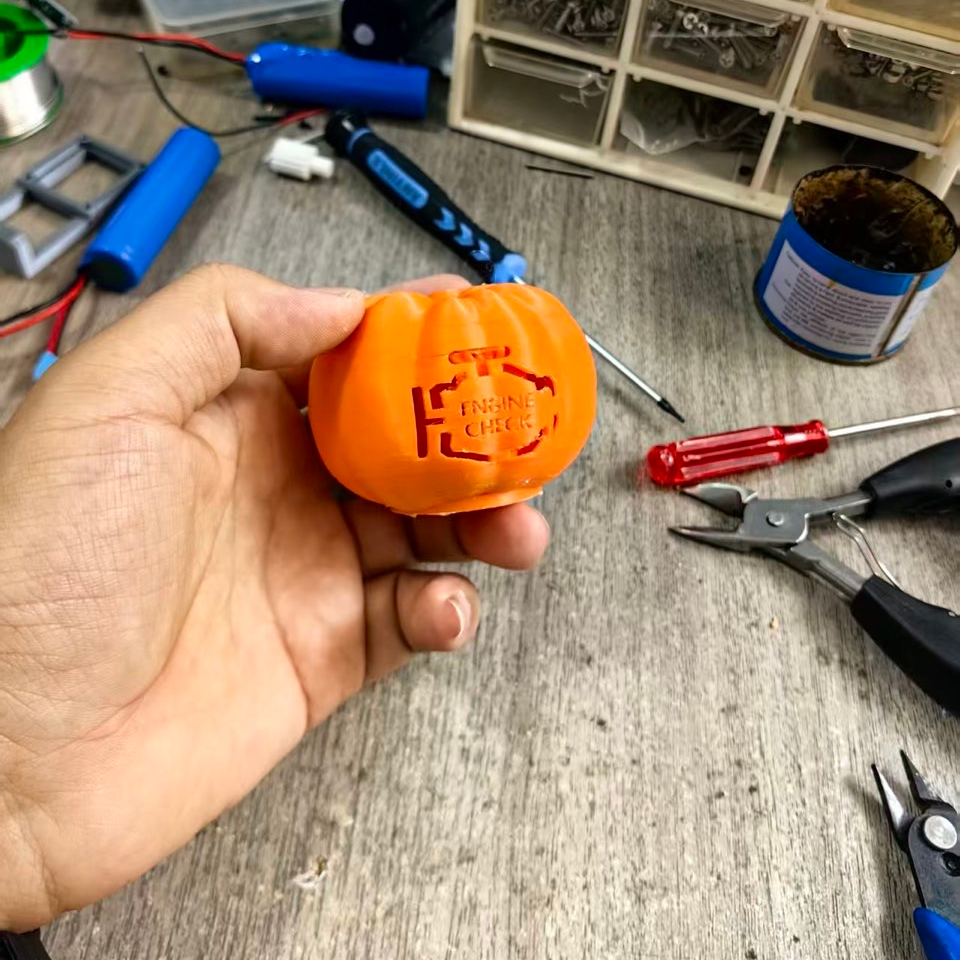 Luminous Skull Pumpkin Engine Check Halloween Gadget Gift for Car Lovers