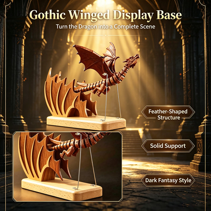 Mechanical Gothic Dragon Kinetic Handcrafted Wood Sculpture - stirlingkit