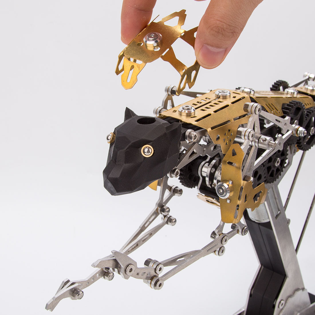 Mechanical Kinetic Running Leopard 3D Metal Model DIY Kit 398PCS - stirlingkit