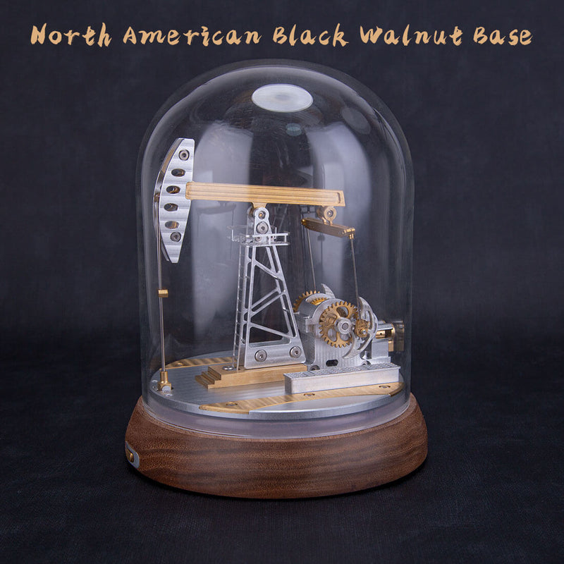 Mechanical Miniature Oil Pump Jack Oil Derrick Model That Works with Dust Cover - stirlingkit