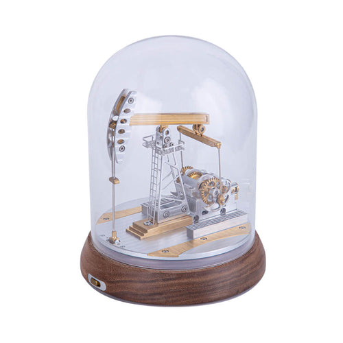 Mechanical Miniature Oil Pump Jack Oil Derrick Model That Works with Dust Cover - stirlingkit