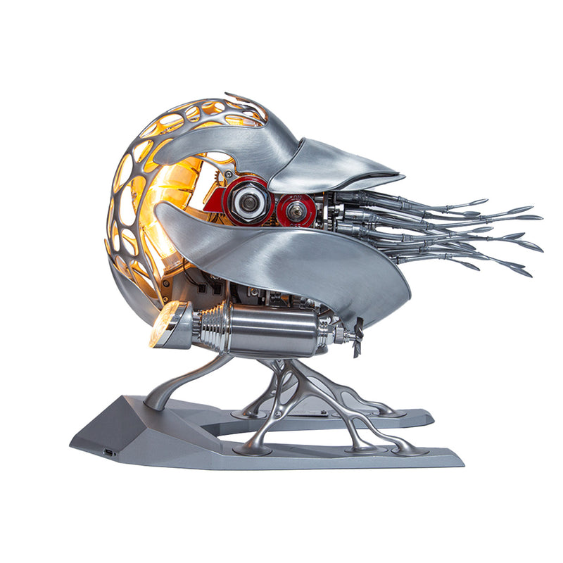 Mechanical Nautilus 3D Metal Model Building Kits with LED Light for Home Decor - stirlingkit