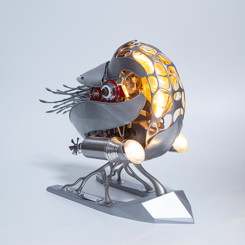 Mechanical Nautilus 3D Metal Model Building Kits with LED Light for Home Decor - stirlingkit