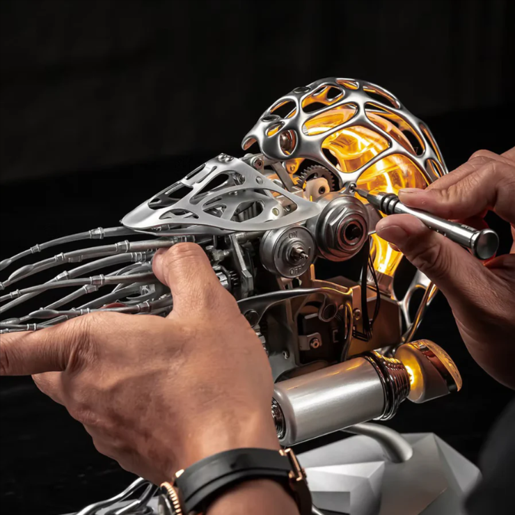 Mechanical Nautilus 3D Metal Model Building Kits with LED Light for Home Decor - stirlingkit