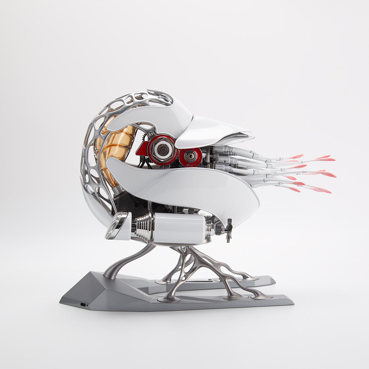 Mechanical Nautilus 3D Metal Model Building Kits with LED Light for Home Decor - stirlingkit