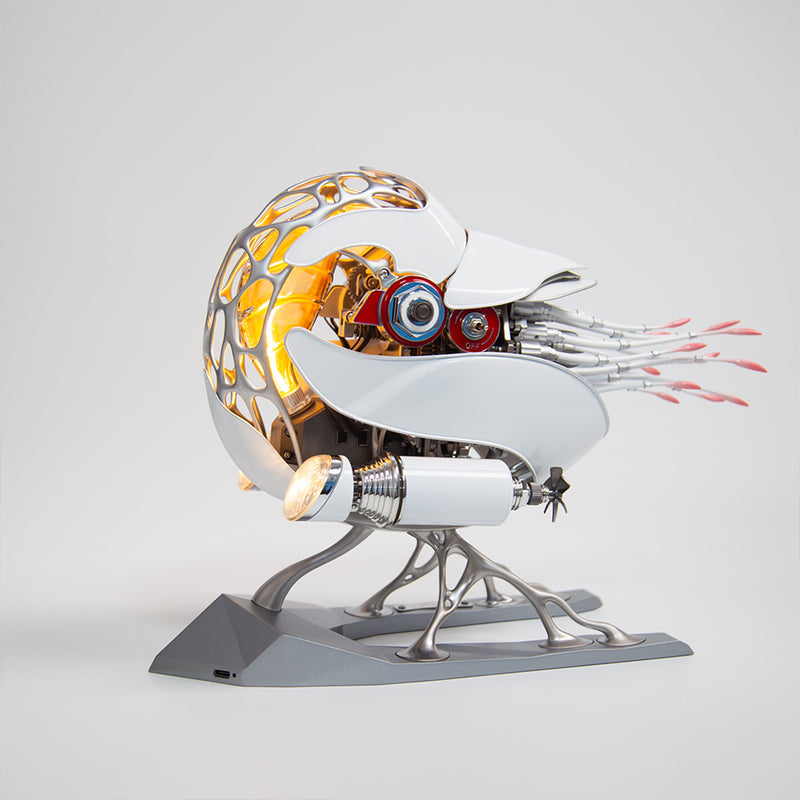 Mechanical Nautilus 3D Metal Model Building Kits with LED Light for Home Decor - stirlingkit