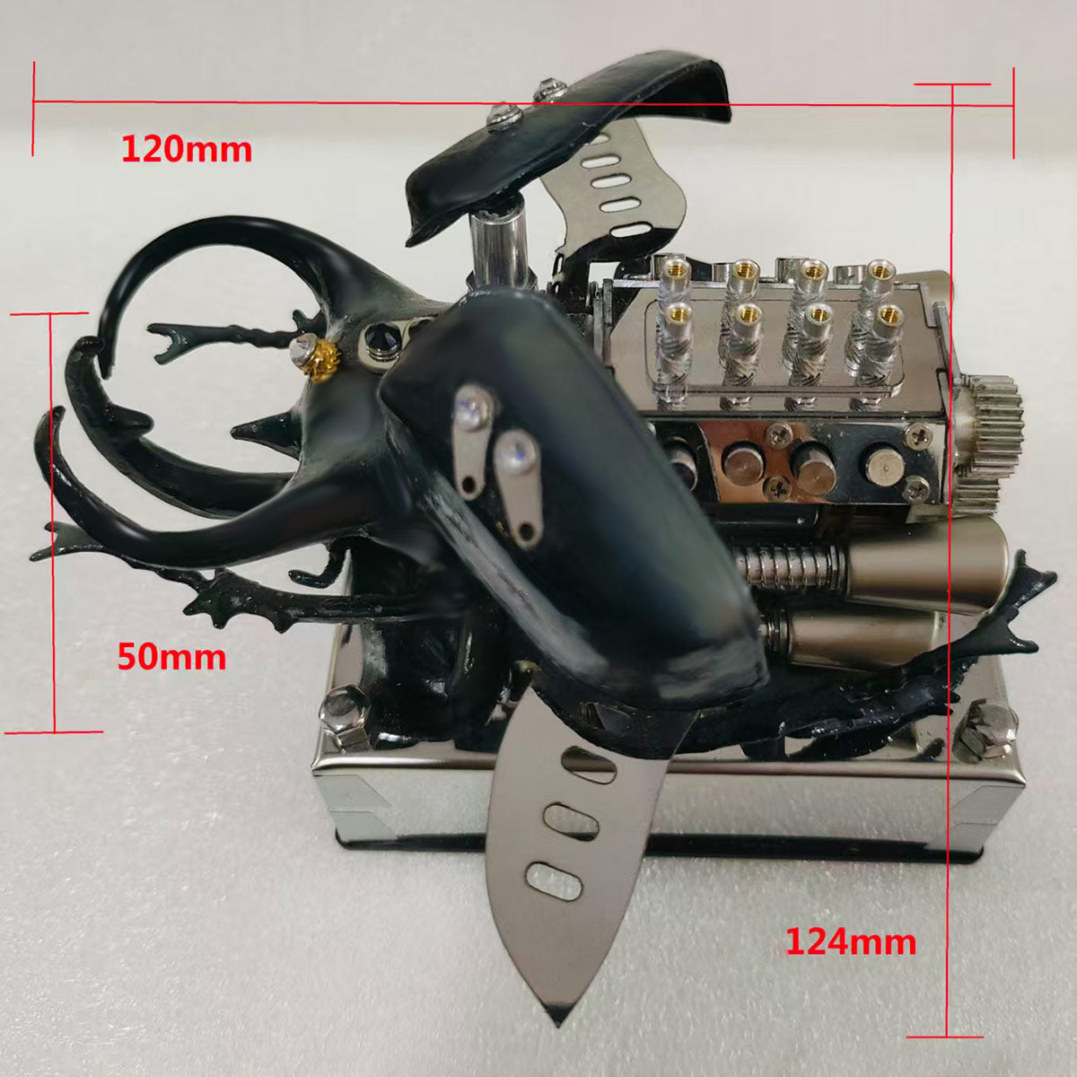 Mechanical Rhino Beetle Metal V8 Engine Model That Runs - stirlingkit