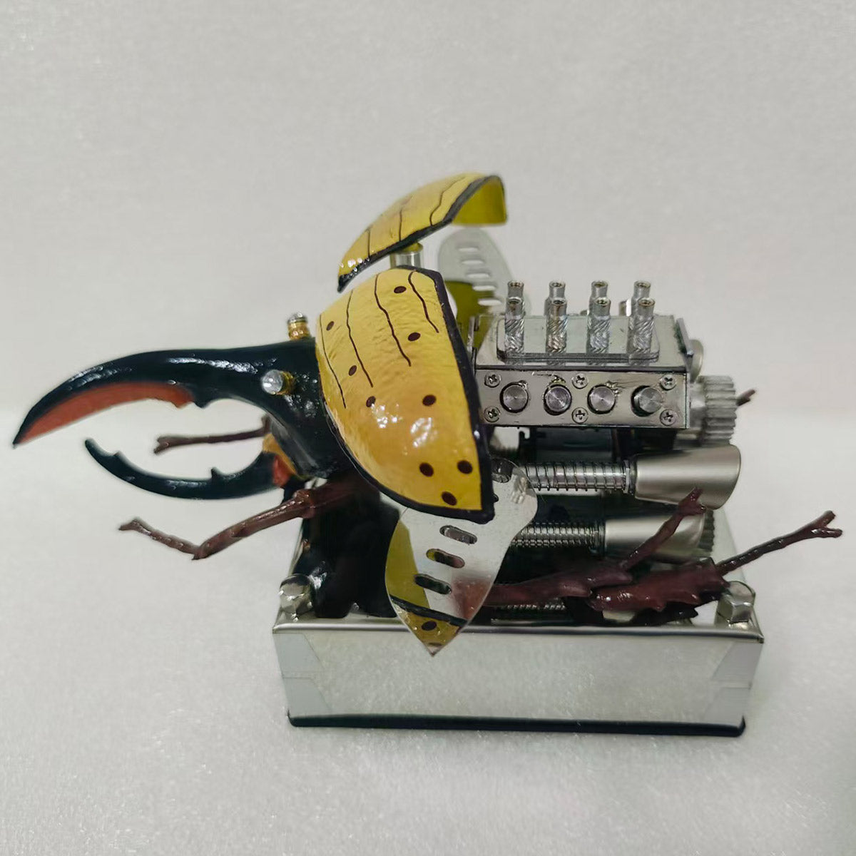 Mechanical Rhino Beetle Metal V8 Engine Model That Runs - stirlingkit