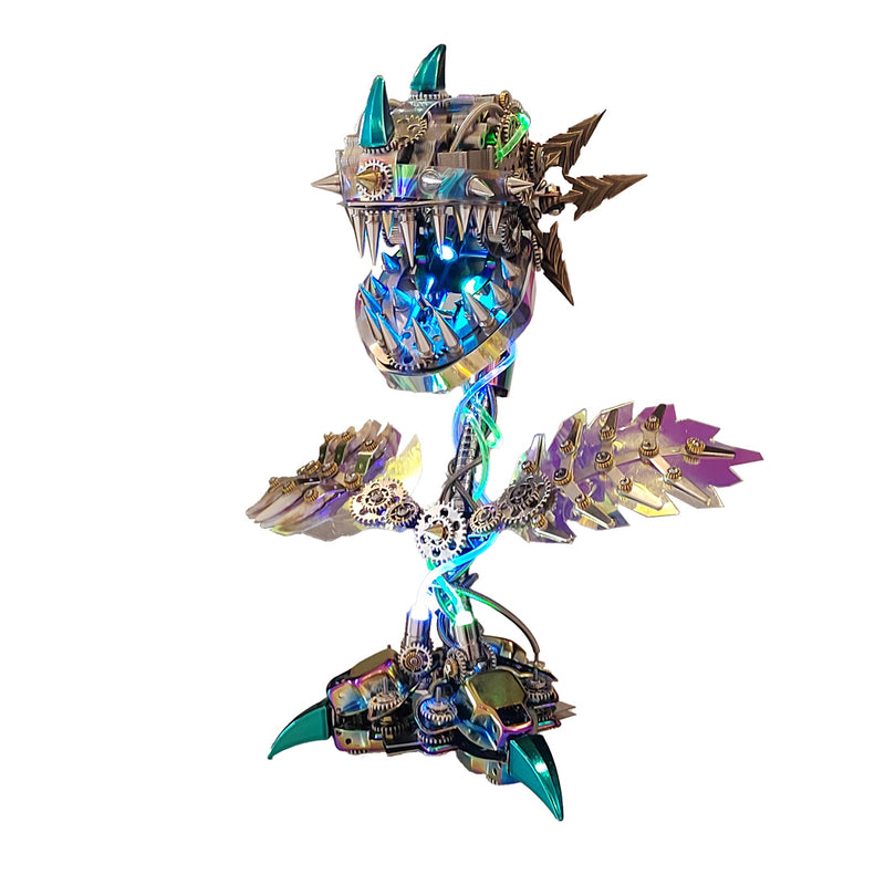Metal Piranha Plant Flower Building Kit Toys 400PCS+ LED Lighting - stirlingkit