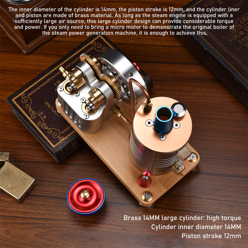 Metal Twin-Cylinder Steam Engine Model with Dynamic Balanced Crankshaft RTR - stirlingkit