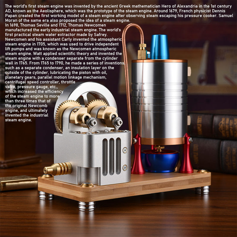 Metal Twin-Cylinder Steam Engine Model with Dynamic Balanced Crankshaft RTR - stirlingkit