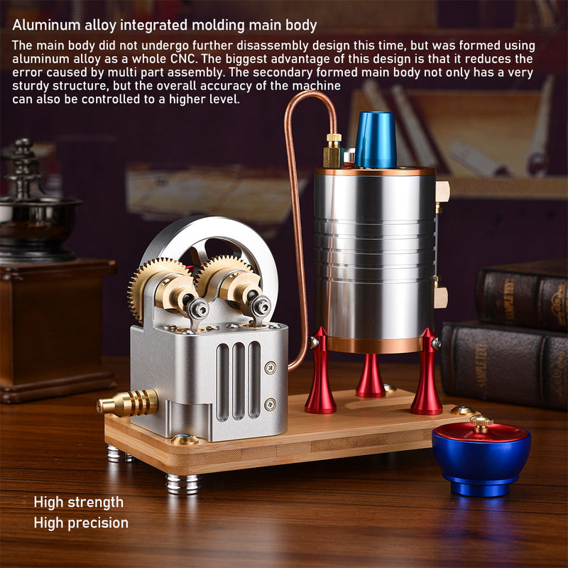 Metal Twin-Cylinder Steam Engine Model with Dynamic Balanced Crankshaft RTR - stirlingkit