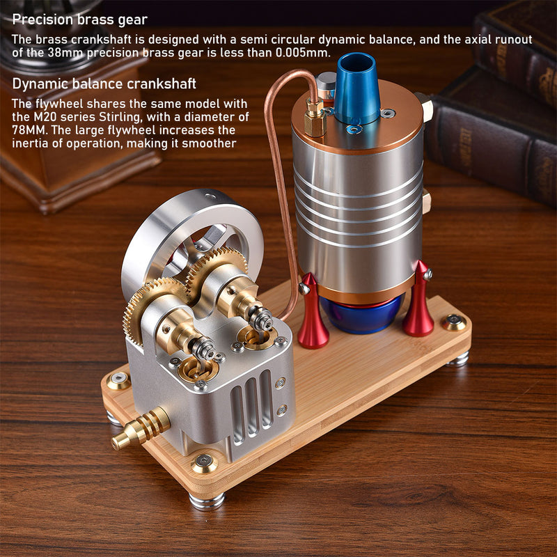 Metal Twin-Cylinder Steam Engine Model with Dynamic Balanced Crankshaft RTR - stirlingkit