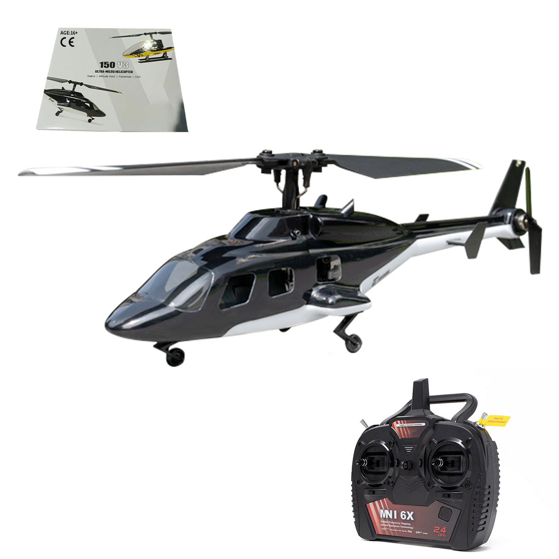 Micro R/C F150BL V3 Airwolf Helicopter with LED Lights Entry-level 5CH RTF RC Helicopter - stirlingkit