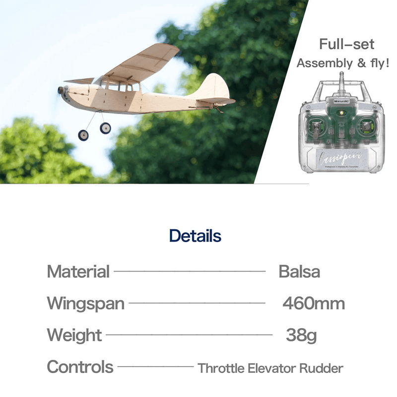 MinimumRC L-19 Cessna RC Mini Fixed-Wing Aircraft Model 3CH Balsa Wood Monoplane  Toy - stirlingkit