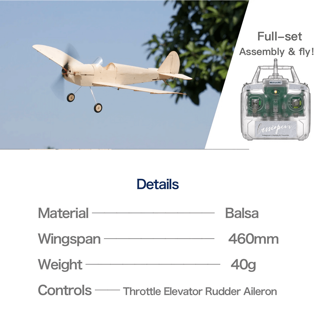 Mini Air Craft Module MinimumRC RC 4CH Balsa Wood Monoplane Mini Fixed-Wing Aircraft Model ...