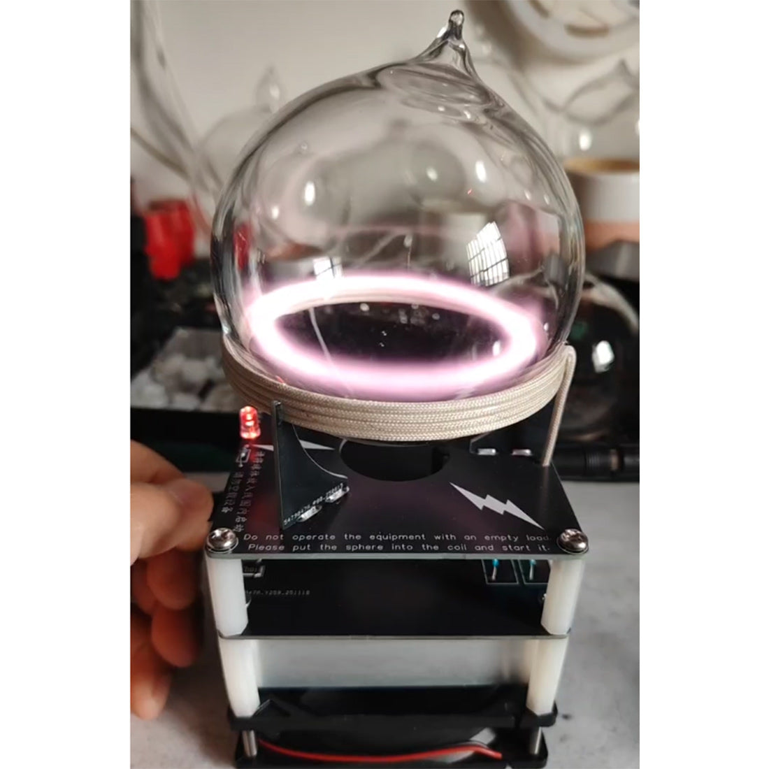 Pink Plasma Ring Sphere Plasma Globe Science Toy 10MHz - stirlingkit