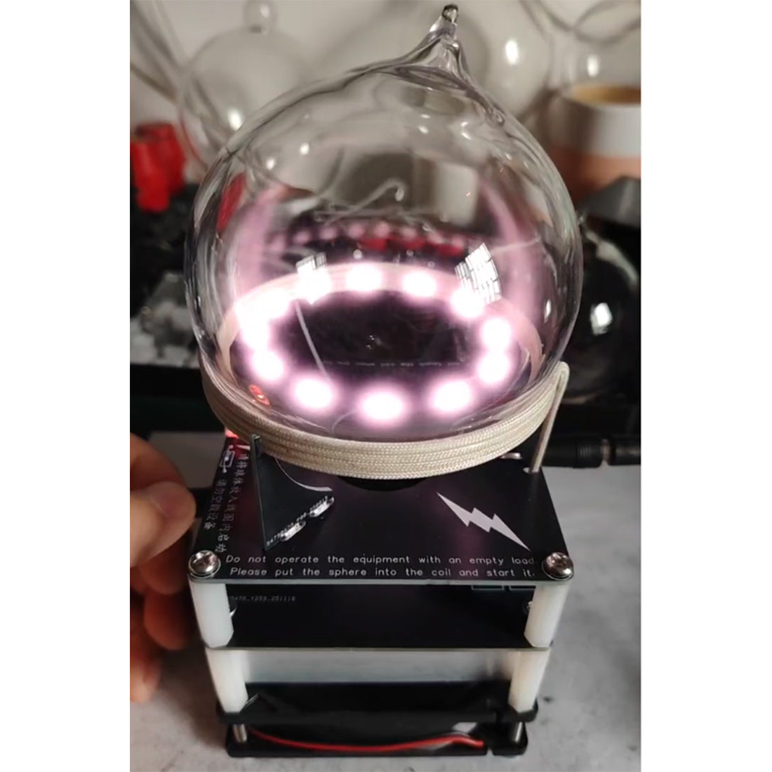 Pink Plasma Ring Sphere Plasma Globe Science Toy 10MHz - stirlingkit