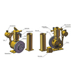 Portable Miniature Single Cylinder Gas Engine Model with Water Pump M18