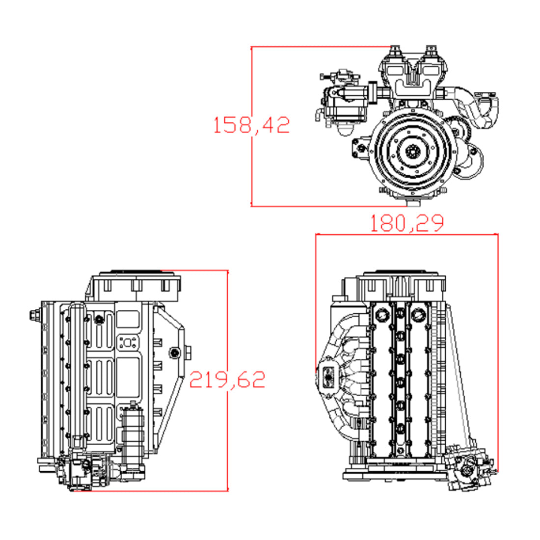 Enjomor 28cc Inline-6 DOHC Gas Engine Model (Water-Cooled, 4-Stroke, Electric Start) - stirlingkit