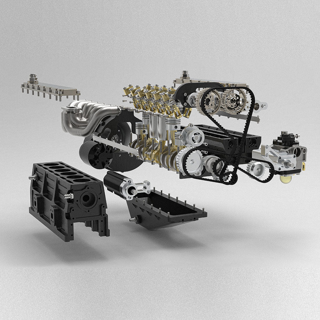 Enjomor 28cc Inline-6 DOHC Gas Engine Model (Water-Cooled, 4-Stroke, Electric Start) - stirlingkit