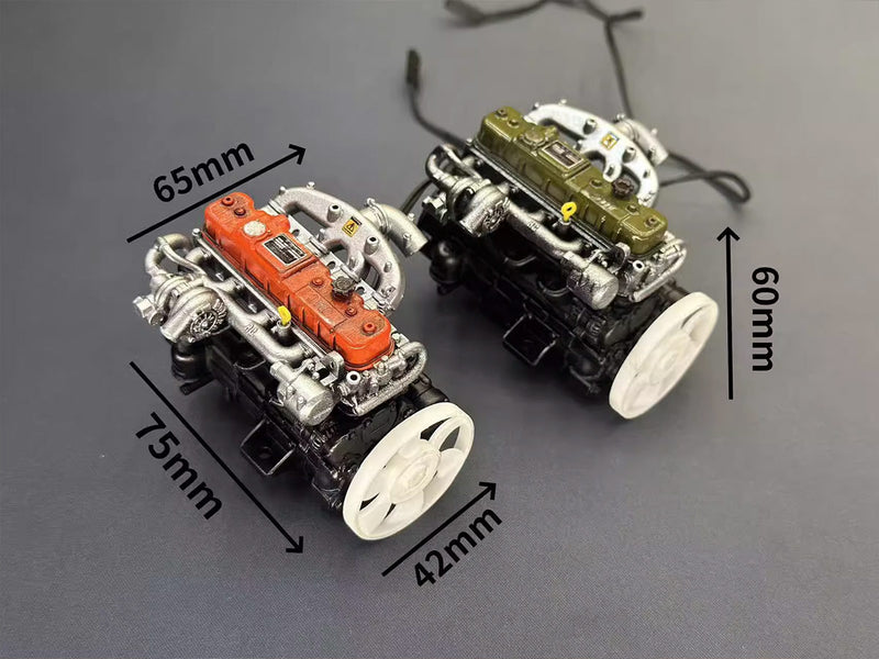 Pre-painted model L4 Car Engine kits With Turbocharger 1/20th Scale for Scale Modelers - stirlingkit