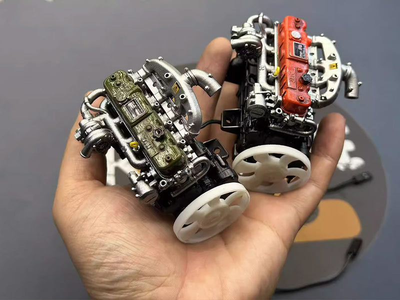 Pre-painted model L4 Car Engine kits With Turbocharger 1/20th Scale for Scale Modelers - stirlingkit