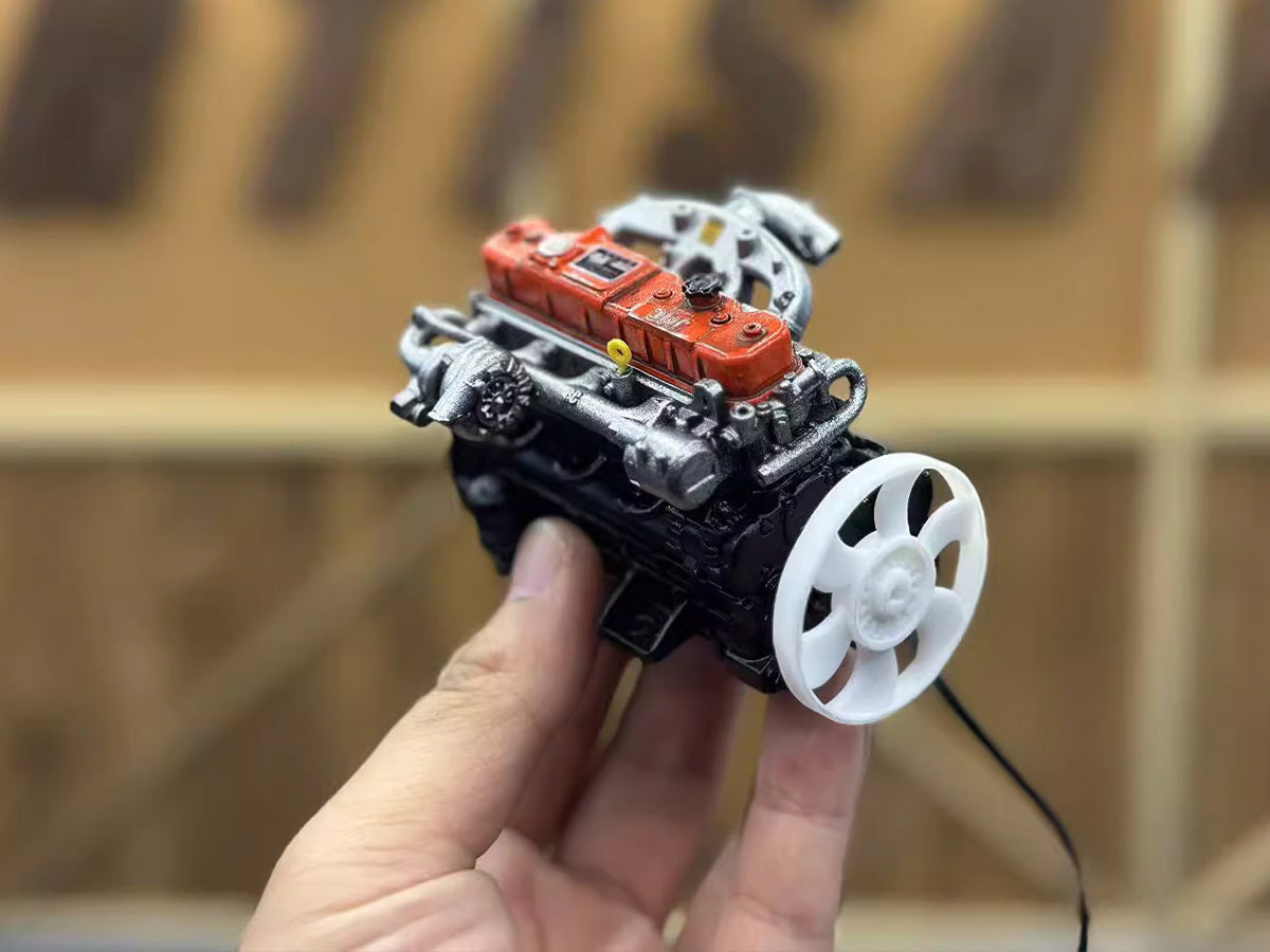 Pre-painted model L4 Car Engine kits With Turbocharger 1/20th Scale for Scale Modelers - stirlingkit