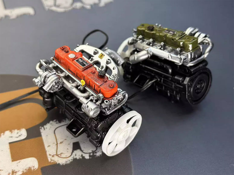 Pre-painted model L4 Car Engine kits With Turbocharger 1/20th Scale for Scale Modelers - stirlingkit