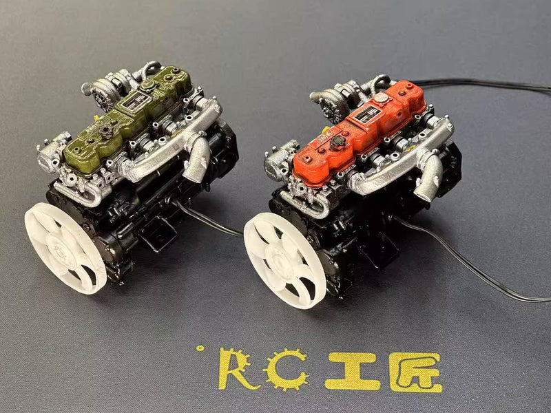 Pre-painted model L4 Car Engine kits With Turbocharger 1/20th Scale for Scale Modelers - stirlingkit