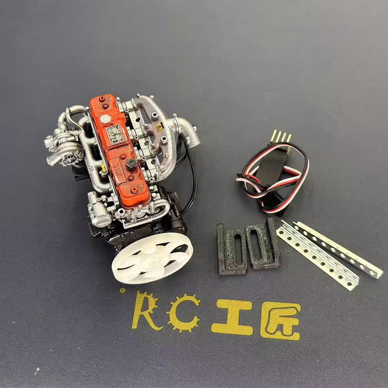 Pre-painted model L4 Car Engine kits With Turbocharger 1/20th Scale for Scale Modelers - stirlingkit