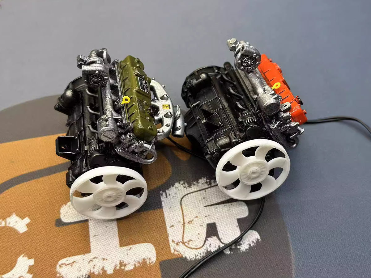 Pre-painted model L4 Car Engine kits With Turbocharger 1/20th Scale for Scale Modelers - stirlingkit