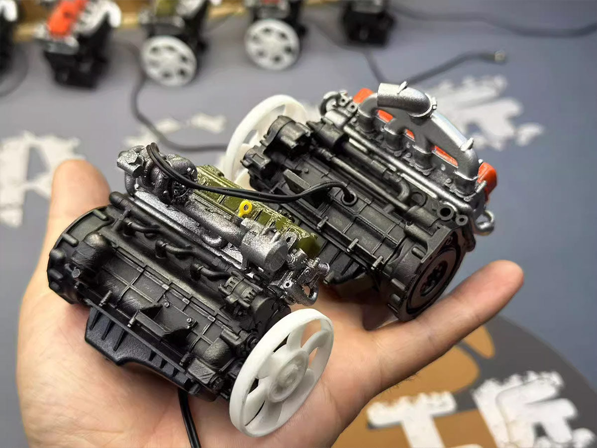 Pre-painted model L4 Car Engine kits With Turbocharger 1/20th Scale for Scale Modelers - stirlingkit
