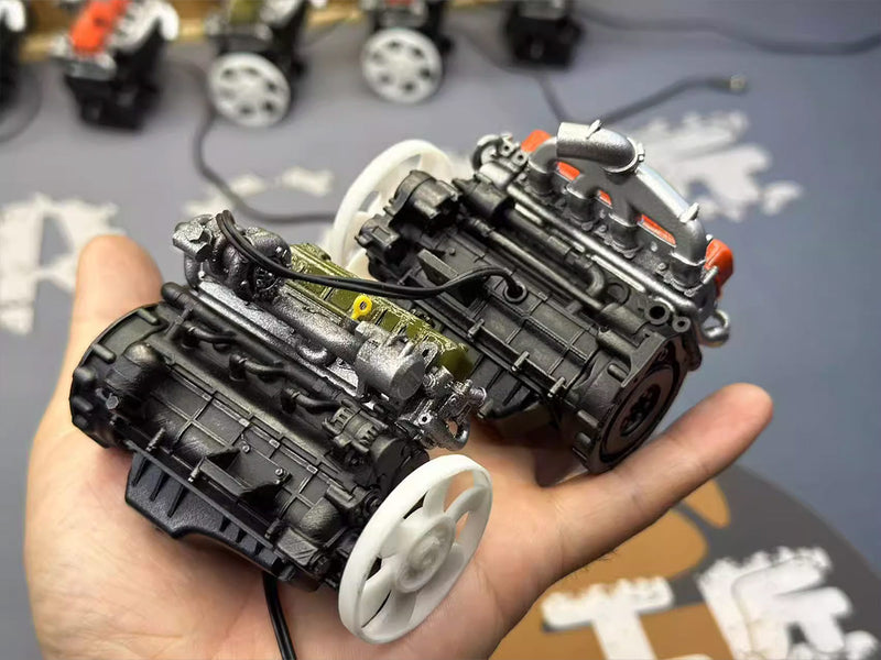Pre-painted model L4 Car Engine kits With Turbocharger 1/20th Scale for Scale Modelers - stirlingkit