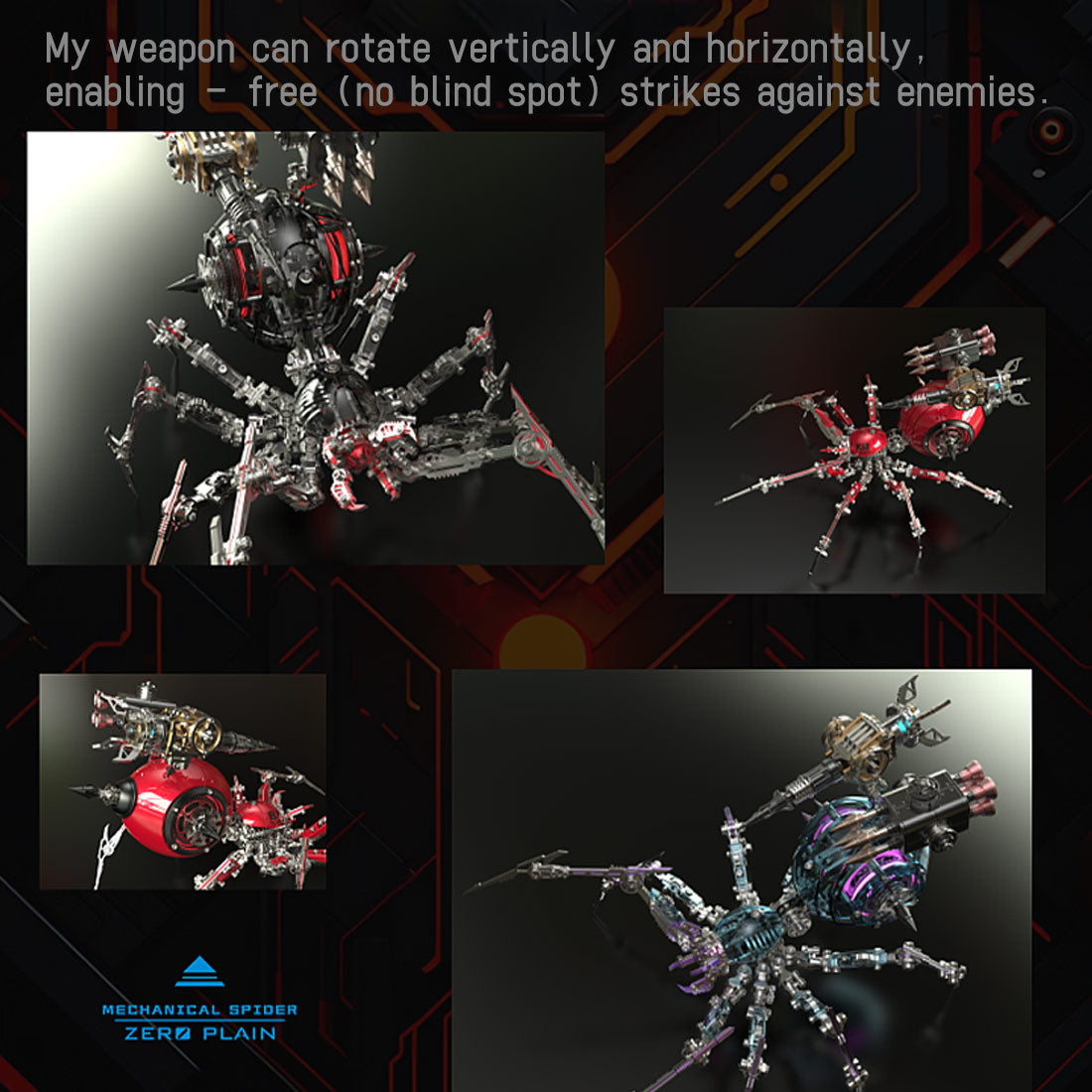 Punk 3D Metal War Spider King Assembly Mechanical Fantasy Model Building Kits - stirlingkit